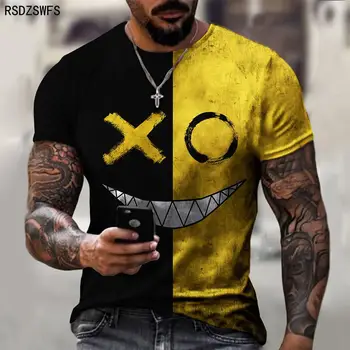 XOXO 3D Печатни Мъжки тениски с къс ръкав Рок-пънк Забавен модел Тениски, Блузи, Модни Улични Ежедневни Летни мъжки тениски голям размер