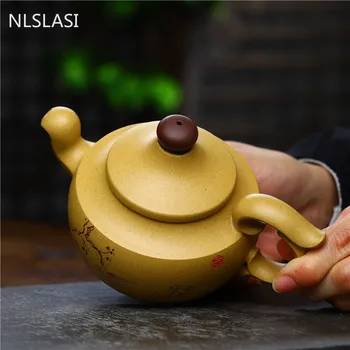 Yixing Чайник Ръчно изработени трудодни Мръсотия Лилаво Глинен Чайник Красота Maker Китайска Чаена Церемония Индивидуални Подаръци 250 мл
