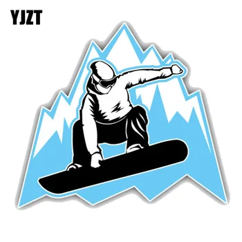 YJZT 12,7 СМ*11,1 СМ Сноубордист, подскачащи в планината, PVC Стикер за мотоциклет 11-00347