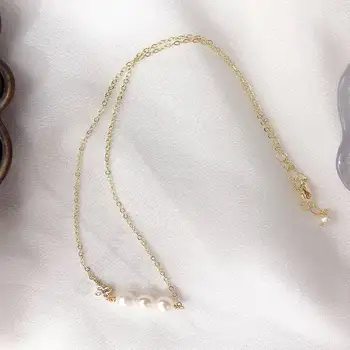 YXL120001 14 K Позлатените Колие от сладководни перли, Жената Просто нишевое дизайнерско усещане Прост Темперамент Колие с веригата за бр