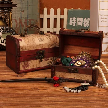 Zakka старите модели матрици за съхранение на декоративни куфар дървена кутия за часовника заключване Настолна кутия за съхранение на финала в ковчег за бижута Muhe