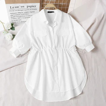 ZANZEA Дамски офис облекло Однотонная блуза, Елегантни, ежедневни блузи с отложным яка на Ризата Есенни копчета-Големи джобове Blusas Femme
