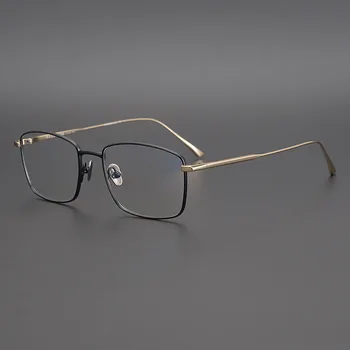 Zerosun Титанов Очила в рамки За мъже Златни Пълен с Правоъгълни Очила Мъжки Свръхлеки Маркови Очила за рецептурной оптика