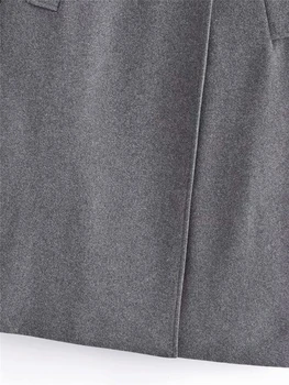 ZXQJ Реколта женски вълнени палта с отложным яка 2021 Модни дамски двубортные на горно облекло Причинно-следствена женски джобни дълги палта