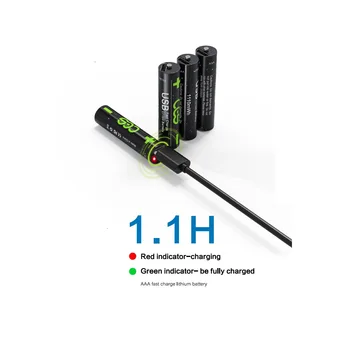 ААА 1110 МВтч акумулаторна литиево-йонна батерия 1,5 2000 mah AA батерия USB бързо зареждане на литиево-йонна батерия