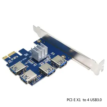 Адаптер, PCIE КЪМ PCI-E 1 Завой 4 Слота PCI-Express 1x До 16x USB 3.0 Майнинг Специална Карта-стойка PCI E Конвертор За майнинга БТК Миньор