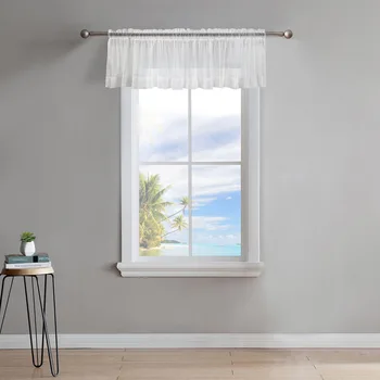 Американската Готовата Корона Полу-завеса Скандинавски Висококачествено Бяло Прозорец Плътен Цвят и Декоративна Завеса От Прежди Кратък Завеса