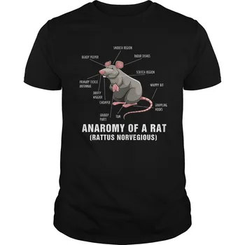 Анатомия на домашни плъхове Забавен Подарък тениска за любителите на плъхове. Годишно в памучна тениска с къс ръкав и кръгло деколте За мъже, Нова S-3XL