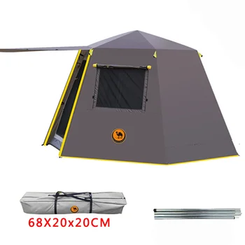 Анти-UV Hexagonal Алуминиев Полюс Автоматично Открит Къмпинг Голяма Палатка 3-4 Човека Навес За Почивка Инструмент За Пикник