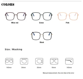 Анти-Синя Светлина Очила Дамски Мъжки Метални Очила, Прозрачни Очила, Оптични Очила с Квадратни Рамки Прозрачни Рамки за лещи Унисекс