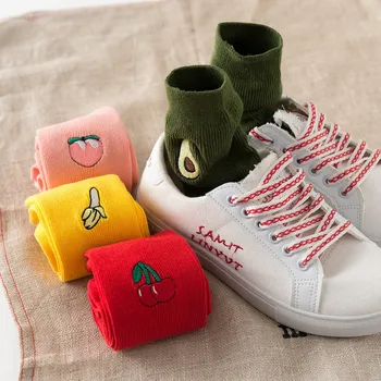 АРМКИН Корейски стил Дамски чорапи памучни плодови чорапи за хранене череша, праскова, банан яйце хамбургер творчество авокадо кальцет mujer