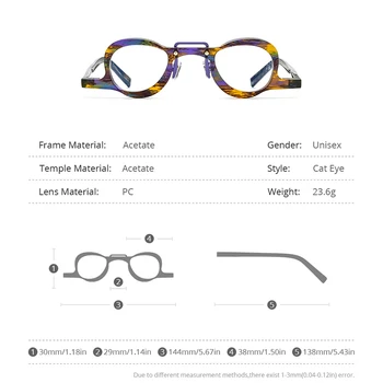 Ацетатные очила HEPIDEM Рамки За мъже Реколта Ретро Малки Кръгли Очила Дамски Оптични Очила по рецепта на Очила за късогледство 9175