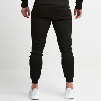 Бегач модерни мъжки спортни панталони на нови ежедневни памучни панталони с джоб с цип фитнес мъжки панталони, боди билдинг мъжки дрехи