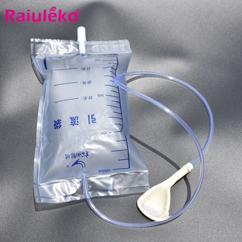 Безплатна доставка на 5 бр. Медицински латексный ръкав еднократна торбичка за урина Мъжки дренажен чанта 1000 мл Събиране на урината урината