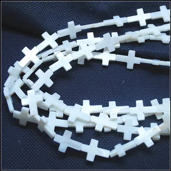 бели мъниста от мидени черупки аксесоари перламутровая форма на кръст за женски гривни производство на бижута размер 15x20 мм 10x14 мм
