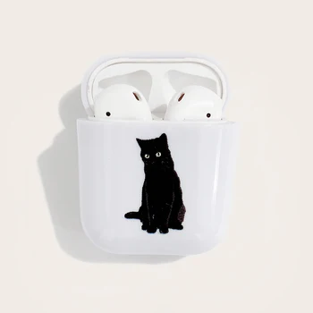 Боядисани фигура на котка безжична Bluetooth слушалка защитната обвивка е подходящ за airpods2 бял твърд корпус PC