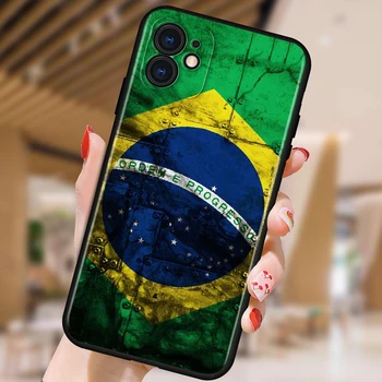 Бразилия Бразилски знамена за Apple iPhone 13 12 11 Mini XS XR X Pro MAX SE 2020 Г. 8 7 6 5 5S Плюс Черен силиконов калъф за телефон