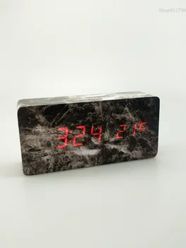 Будилник правоъгълен мраморен цифров дървена led температурен alarm clock дървени ретро светещи часовници декорация