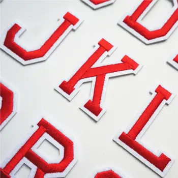 Буквата S Червена Кърпа Азбука Шият Желязо На Нашивках Бродирани Икони За Облекло DIY Апликация Украса за бродерия Стикер