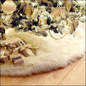 Бял Плюшен Пола за Коледната елха на Нова Година 2022 Коледни Подаръци, Коледна украса за дома Ноел Натал Украшение Навидад 2021 Декор