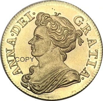 Великобритания АННА DEI ГР АТИЯ 1714 Златна монета Метал Месинг Извозването на ръба на Копирни монети