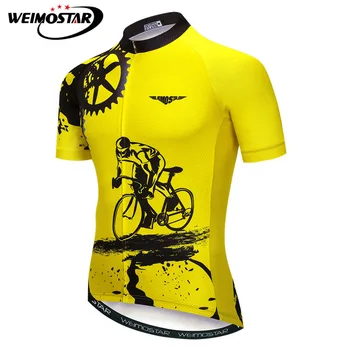 Велосипедна екип Weimostar Жълта Велосипедна майк Мъжка Лятна дишаща Велосипедна майк мтб Ropa Ciclismo С къс ръкав Велосипедна облекло
