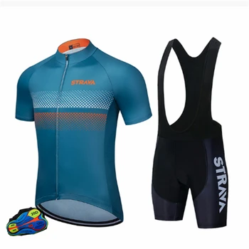Велосипедна облекло За мъже Планински Спортен мотор Комплект Велосипеден костюм Колоездене Джърси Комплект 2020 лято Pro Team STRAVA Велосипедна облекло за колоездене