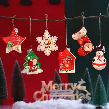 Весела Коледа Led Витрина Краси Окачен Къща Звезда Коледен Чорап Дърво Начало Снежен човек Снежинка лека нощ Коледна парти 2022