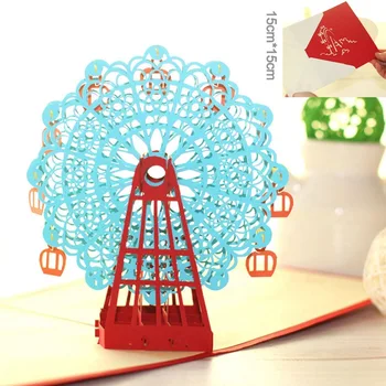 Виенско колело рожден Ден на 3D Всплывающая Стерео Поздравителна Картичка Творчески Подарък Ръчна изработка Детска Благословляющая Картичка Празнична украса за парти