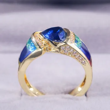 Винтажное пръстен Huitan със Синьо Кубическим Цирконии най-Добрият подарък за Годишнина от Модни Пръстени за шейкове за жени