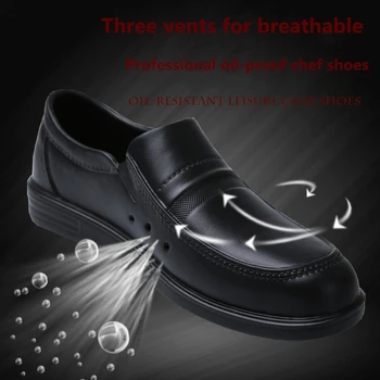 Висококачествена Кухненска обувки-готвач за мъже Дишаща устойчива на плъзгане маслостойкая Работна обувки за готвачи за почивка на равна подметка Кухненски обувки на Нов размер 39-44