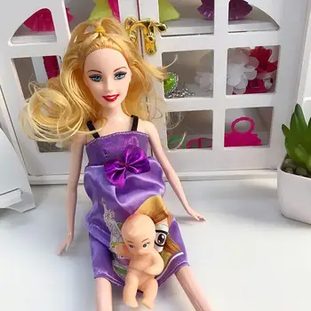 Висококачествена Цветна Бременна Кукла на Мама Кукла с Кукла в корема за Момичета Началото на Образование, Взаимодействие на родители и деца