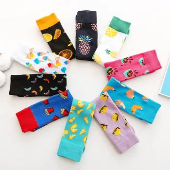 Висококачествени Модни детски чорапи, Детски Бананово-ананасовые плодове с принтом Забавни чорапи за момчета и момичета, Чорапи до коляното за деца от 3 до 12 години