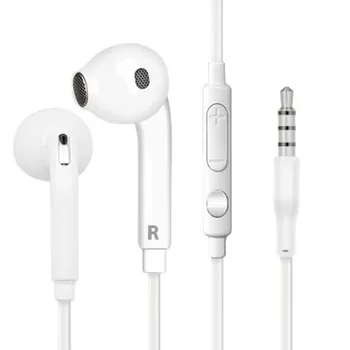 Висококачествени слушалки S6 в ушите, универсални слушалки с кабел-юфка с микрофон за Samsung Galaxy c7 s5 s7edge+ note4 3 2 note5 a7 a8