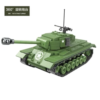 Военната серия от Втората световна война Армията на САЩ M26 Тежко танкова броня на войник САМ модел на Изграждане на Блокове, Тухли, Играчки, Подаръци
