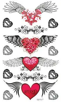 Временна татуировка Стикер на талията крило на ангел сърцето любов татуировка етикети флаш татуировка фалшиви татуировки Водоустойчив боди-живопис