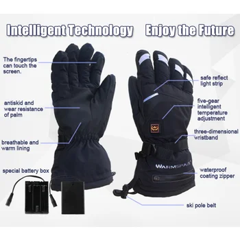 Външни зимни Електрически Нагревателни Ръкавици, Непромокаеми Ръкавици с топъл USB захранван с батерии Сензорен екран Ски-писти, Велосипедни Ръкавици за сняг ръкавици
