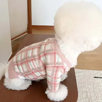 Вязаный пуловер за кучета копчета bichon малко куче VIP померан дрехи за домашни любимци, есен и зима облекло Плюшена котка