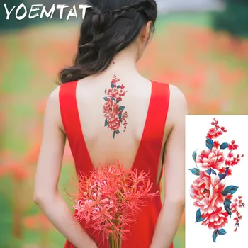 Глезените цветя, червени рози ръка на рамото си татуировка етикети флаш татуировка с къна фалшиви водоустойчив временни татуировки етикети за жени на тялото