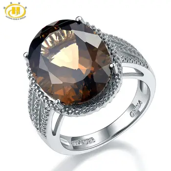 Годежни пръстени HUTANG 8,3 карата Естествен Опушен кварц Твърдо Сребро 925 проба един Коктейл пръстен, Скъпоценен камък чудесно за жени и момичета, Подарък Нов