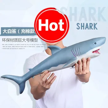 Големи Размери на Морски Животни Мека Голямата Бяла Акула е Голяма Акула Фигурки Модел Реалистични Забавни Играчки за деца, Подарък