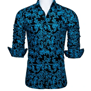 Гореща продажба Луксозна синя риза За мъже Slim Fit с дълъг ръкав Геометрична печат Социална Мъжки Клубна тениска за бала S-3XL Бари.Ван Дизайнер