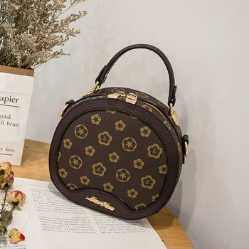 гореща продажба на висококачествена Дамска чанта, Дамски чанти, Кожени чанти през рамо Чанта-тоут цвете с кръгли Сладки малки модни чанти
