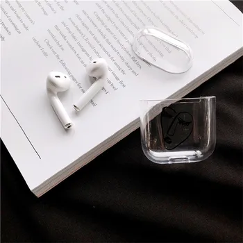 Готино момиче с артистични линии за лице Калъф за слушалки за Apple iPhone зарядно устройство ще захранване на кутия за AirPods Pro Твърд Прозрачен Защитен Калъф