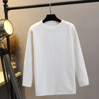 Дамски блузи, Пуловери Есен Зима с дълъг ръкав Pull Femme Обикновен пуловер Женски СИВО 22