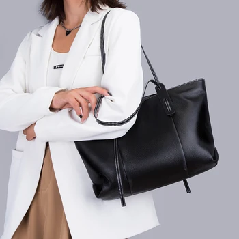 Дамски висококачествени Меки чанти за рамо от естествена кожа Дизайнерска Дамска чанта с голям капацитет 2021 Зимни Нова Дамска чанта-месинджър