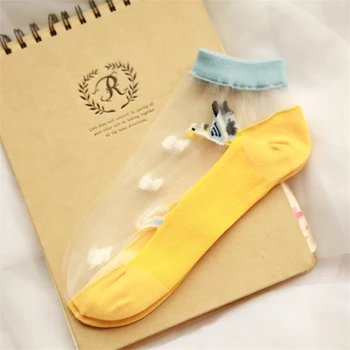Дамски дамски чорапи Personality Ocean Серия от мрежести, Прозрачни Стъклени копринени чорапи, Тънки Прозрачни кристални дантелени летни чорапи за глезените