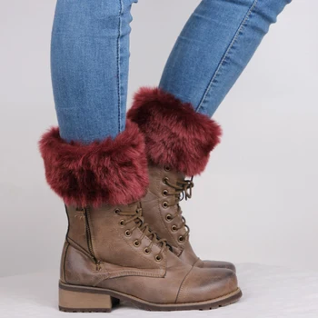 Дамски зимни обикновена къса възли гети за крака Чорапи за обувки Ботфорты с пухкави белезници Меки гети за крака