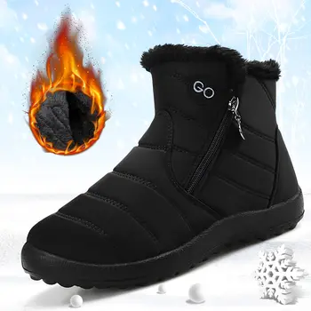 Дамски зимни обувки 2022 топли плюшени зимни обувки дамски обувки плюс размера водоустойчив ботильоны страничен цип, без приплъзване