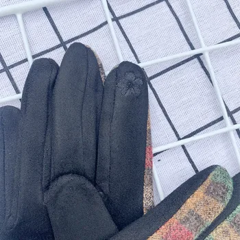 Дамски зимни плюс кадифе сгъстено Модерни Ръкавици за шофиране Модни Пъстри Улични Топли ръкавици без пръсти със сензорен екран с подплата за пръстите
